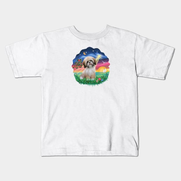 An Adorable Shih tzu in "Wish Star" Original Design Kids T-Shirt by Dogs Galore and More